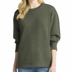 TIME AND TRU Olive Green Lightweight Crewneck Sweatshirt